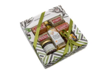 Κουτί Ελαιόλαδο 60ml & 4 Μπαχαρικά & Πατέ Ελιάς 40gr & Μέλι 40gr