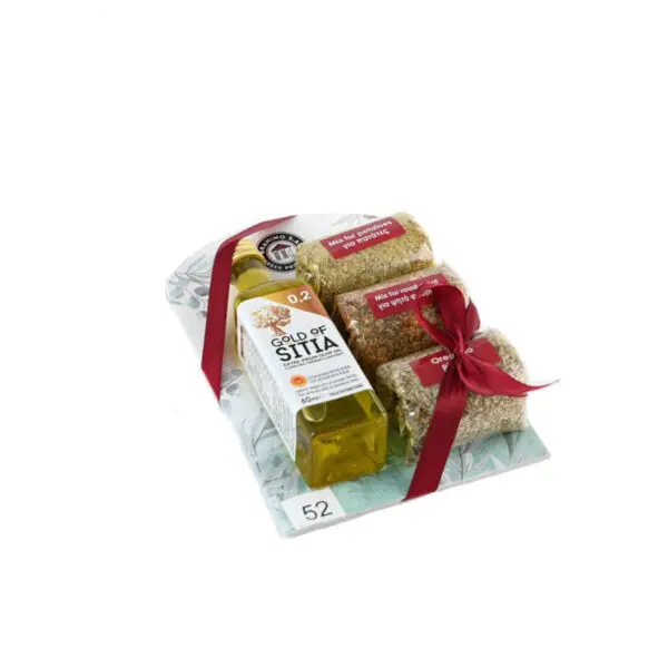 Κουτί 3 φάκελοι μπαχαρικά  & Ελαιόλαδο 60ml