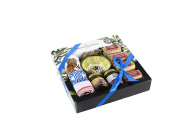 Κουτί  4 Μπαχαρικά &  Μπολ & Μικρή Πετσέτα &  Μέλι 40gr & Πατέ ελιάς 40gr