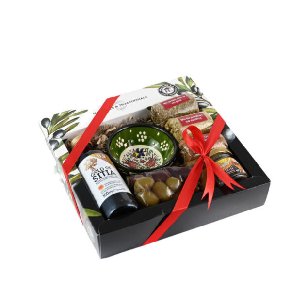 Κουτί  3 Μπαχαρικά &  Μπολ & Μέλι 40gr & Ελαιόλαδο 100ml & Ελιές 100γρ