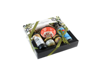 Κουτί  Ελαιόλαδο 100ml & Ούζο 100ml & Μπολ  & Πάστα Ελιάς 40gr & Μέλι 40gr