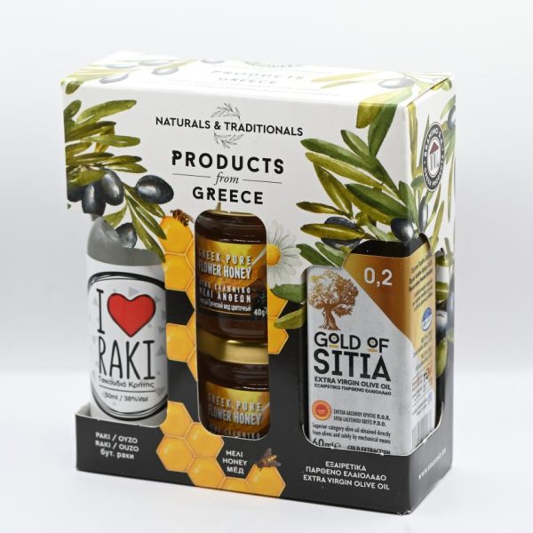 Ρακί 50 ml / 2 Μέλι 40 gr + 40 gr / Ελαιόλαδο 60 ml