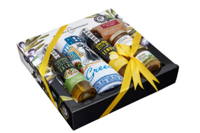 Κουτί 1 Μπαχαρικό & Πετσέτα & 2 Σπρέι Ελαιολάδου & Πατέ Ελιάς 40gr & Μέλι 40gr